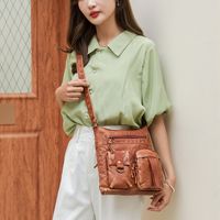 Women's Large Pu Leather Solid Color Fashion Square Zipper Crossbody Bag main image 4