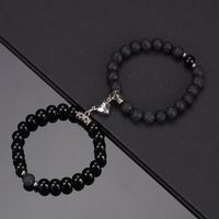 Simple Style Heart Shape Alloy Natural Stone Beaded Stoving Varnish Bracelets 2 Pieces main image 3