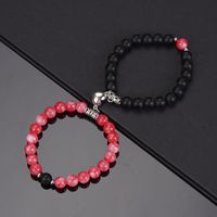 Simple Style Heart Shape Alloy Natural Stone Beaded Stoving Varnish Bracelets 2 Pieces main image 1