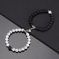 Simple Style Heart Shape Alloy Natural Stone Beaded Stoving Varnish Bracelets 2 Pieces main image 4