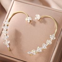 1 Piece Fashion Leaves Alloy Inlay Rhinestones Women's Ear Clips main image 4