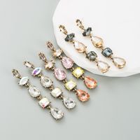 1 Pair Simple Style Water Droplets Alloy Inlay Artificial Rhinestones Women's Dangling Earrings main image 1