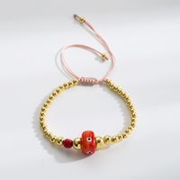 Retro Devil's Eye Rope Copper 18k Gold Plated Pearl Bracelets In Bulk main image 3