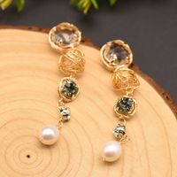 Mode Tassel Pearl Inlay Zircon Boucles D'oreilles 1 Paire main image 5