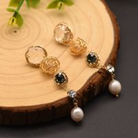 Fashion Tassel Pearl Inlay Zircon Earrings 1 Pair main image 3