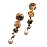 Fashion Tassel Pearl Inlay Zircon Earrings 1 Pair main image 2