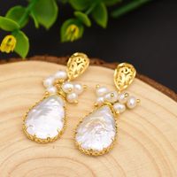 Simple Style Water Droplets Pearl Inlay Pearl Drop Earrings 1 Pair main image 2