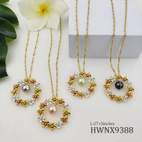 1 Set Fashion Flower Copper Pearl Plating Inlay Zircon Women's Earrings Necklace main image 3