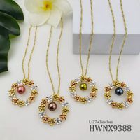 1 Set Fashion Flower Copper Pearl Plating Inlay Zircon Women's Earrings Necklace main image 4