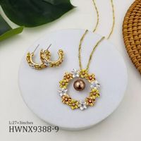 1 Set Fashion Flower Copper Pearl Plating Inlay Zircon Women's Earrings Necklace sku image 6