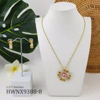 1 Set Fashion Flower Copper Pearl Plating Inlay Zircon Women's Earrings Necklace sku image 5