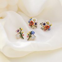 1 Pair Fashion Flower Alloy Enamel Women's Ear Studs main image 6