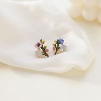 1 Pair Fashion Flower Alloy Enamel Women's Ear Studs main image 5