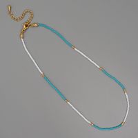 1 Piece Bohemian Colorful Stainless Steel Natural Stone Glass Irregular Beaded Women's Necklace main image 4