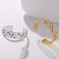 Simple Style Round Dots Stainless Steel Enamel Plating Bangle 1 Piece main image 5
