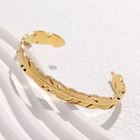 Fashion Feather Titanium Steel Plating Bangle 1 Piece main image 3