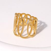304 Stainless Steel 18K Gold Plated Elegant Retro Plating Geometric Leaf Heart Shape Open Rings sku image 26