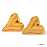 1 Pair Retro Heart Shape Plating Stainless Steel Drop Earrings Ear Studs sku image 1