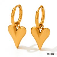 1 Pair Retro Heart Shape Plating Stainless Steel Drop Earrings Ear Studs sku image 2