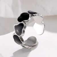 Vintage Style Simple Style Heart Shape Titanium Steel Enamel Open Rings sku image 1