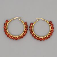 Retro Geometric Semi-precious Stone Handmade Earrings 1 Pair sku image 12