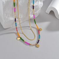 Vintage Style Heart Shape Stainless Steel Beaded Necklace main image 1