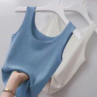 Femmes Camisole Débardeurs Bande De Base Couleur Unie main image 9