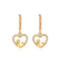 Fashion Letter Heart Shape Arrow Copper Plating Artificial Gemstones Ear Hook 1 Pair main image 3