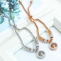 Simple Style Tree Stainless Steel Inlay Zircon Bracelets 1 Piece main image 5