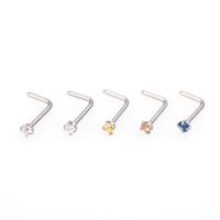 Fashion Round Stainless Steel Inlay Rhinestones Nose Studs 1 Set main image 4