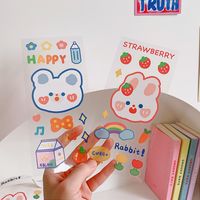 Ins Girl Heart Cute Cha Cha Bear Hand Account Stickers Strawberry Stickers Hand Ledger Decoration Material Pvc Cup Stickers main image 1