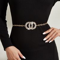 Fashion Geometric Alloy Metal Inlay Rhinestones Women's Chain Belts 1 Piece main image 1
