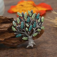 Retro Tree Alloy Inlay Rhinestones Unisex Brooches sku image 1