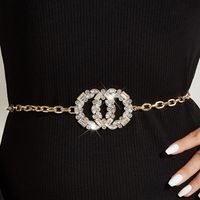 Fashion Geometric Alloy Metal Inlay Rhinestones Women's Chain Belts 1 Piece main image 2