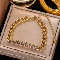 304 Stainless Steel Titanium Steel 18K Gold Plated Rose Gold Plated Simple Style Plating Color Block Bracelets Earrings Necklace main image 4