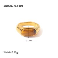 Fashion Oval Stainless Steel Inlay Gem Rings 1 Piece sku image 1