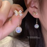 Sweet Geometric Butterfly Bow Knot Imitation Pearl Alloy Inlay Rhinestones Women's Earrings 1 Pair sku image 452