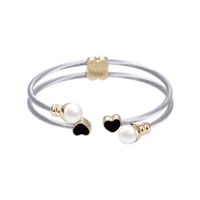 Fashion Heart Shape Stainless Steel Plating Artificial Pearls Bangle main image 1