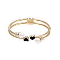 Fashion Heart Shape Stainless Steel Plating Artificial Pearls Bangle main image 5
