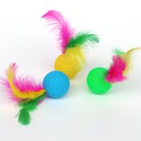 New Cat Self-play Toy Feather Golf Rustling Cat Teasing Ball Pet Supplies Wholesale sku image 1