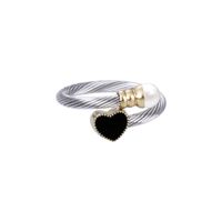 Fashion Heart Shape Stainless Steel Plating Artificial Pearls Bangle sku image 1