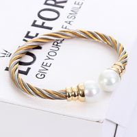 Wholesale Fashion Twist Stainless Steel Braid Artificial Pearls Rings Bracelets sku image 3