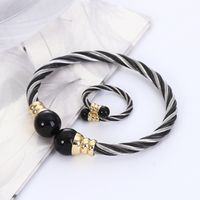Wholesale Fashion Twist Stainless Steel Braid Artificial Pearls Rings Bracelets main image 2