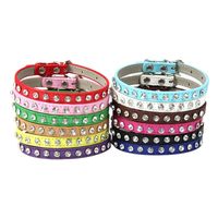 Large Pet Cat Leather Diamond Decorations Collar Pulling Rope Wholesale main image 4