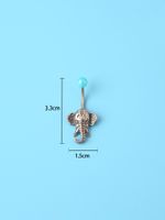 Retro Elephant Stainless Steel Inlay Artificial Pearls Belly Ring 1 Piece main image 2