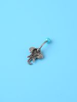 Retro Elephant Stainless Steel Inlay Artificial Pearls Belly Ring 1 Piece main image 8