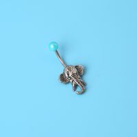 Retro Elephant Stainless Steel Inlay Artificial Pearls Belly Ring 1 Piece main image 3