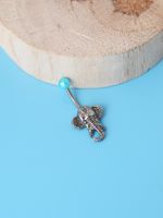 Retro Elephant Stainless Steel Inlay Artificial Pearls Belly Ring 1 Piece main image 10