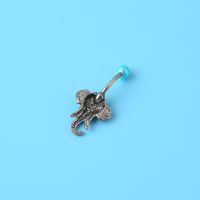 Retro Elephant Stainless Steel Inlay Artificial Pearls Belly Ring 1 Piece main image 4