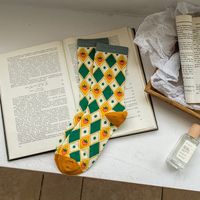 Women's Preppy Style Plaid Cotton Crew Socks A Pair 1 Set sku image 2
